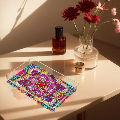 Special Shaped Purple Red Mandala Acrylic + Alloy Bathroom Tray Diamond Painting