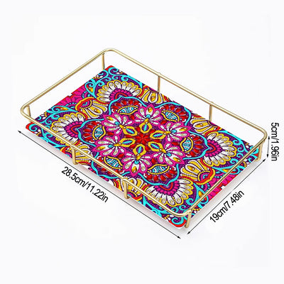 Special Shaped Purple Red Mandala Acrylic + Alloy Bathroom Tray Diamond Painting