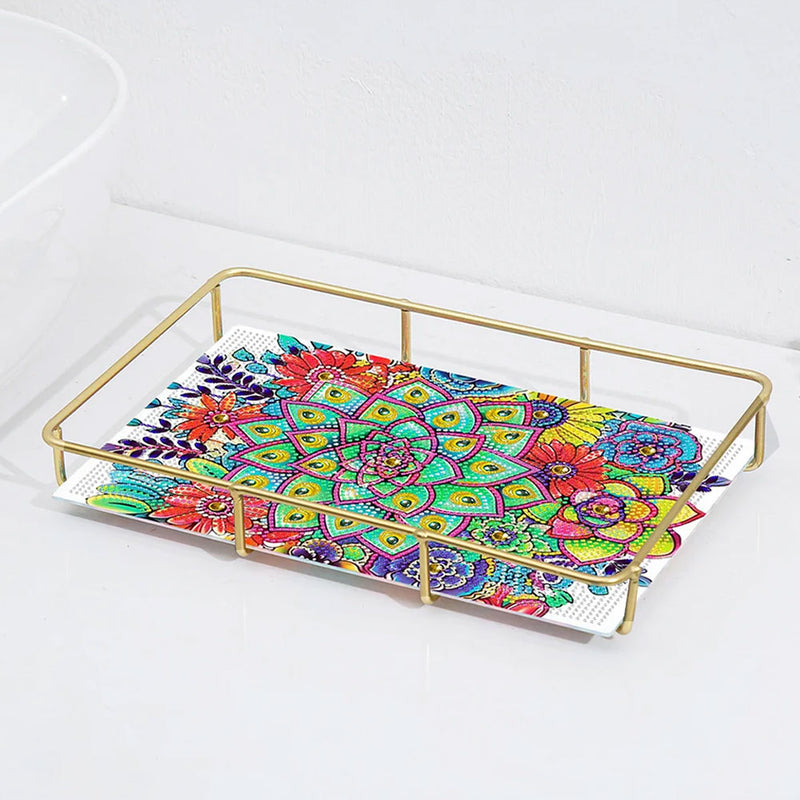 Special Shaped Green Succulent Acrylic + Alloy Bathroom Tray Diamond Painting