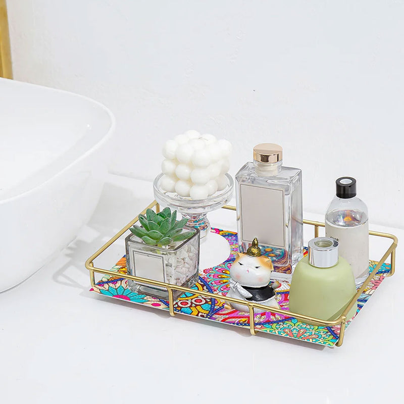 Special Shaped Colorful Mandala Acrylic + Alloy Bathroom Tray Diamond Painting