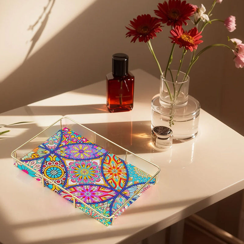 Special Shaped Colorful Mandala Acrylic + Alloy Bathroom Tray Diamond Painting