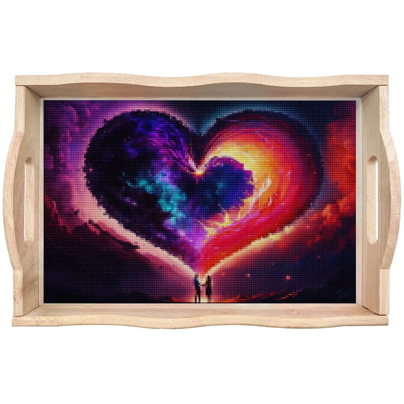 Couple under Heart-Shaped Sky Wooden Serving Tray Diamond Painting