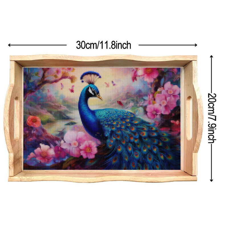 Peacock in the Valley Wooden Serving Tray Diamond Painting