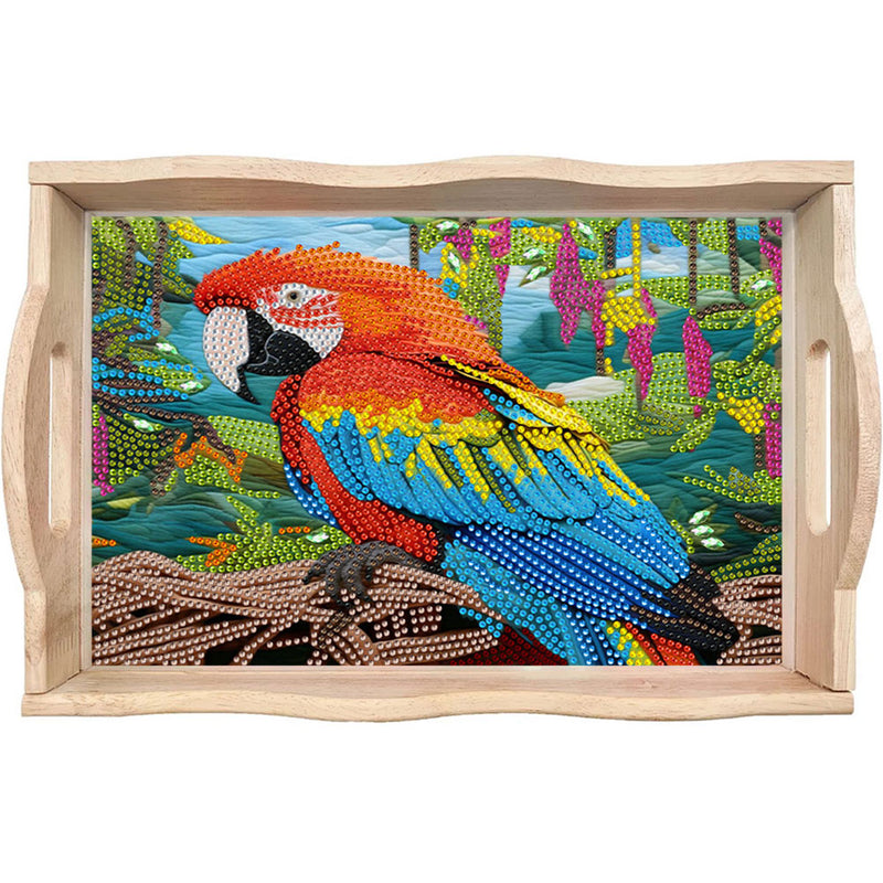 Parrot in the Forest Wooden Serving Tray Diamond Painting