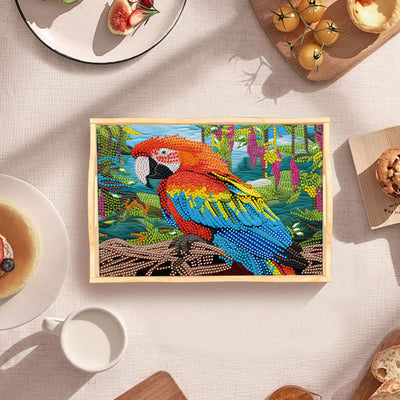 Parrot in the Forest Wooden Serving Tray Diamond Painting