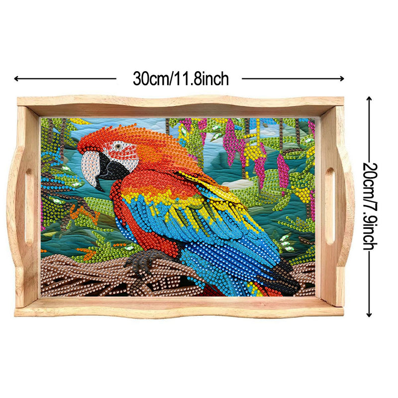 Parrot in the Forest Wooden Serving Tray Diamond Painting