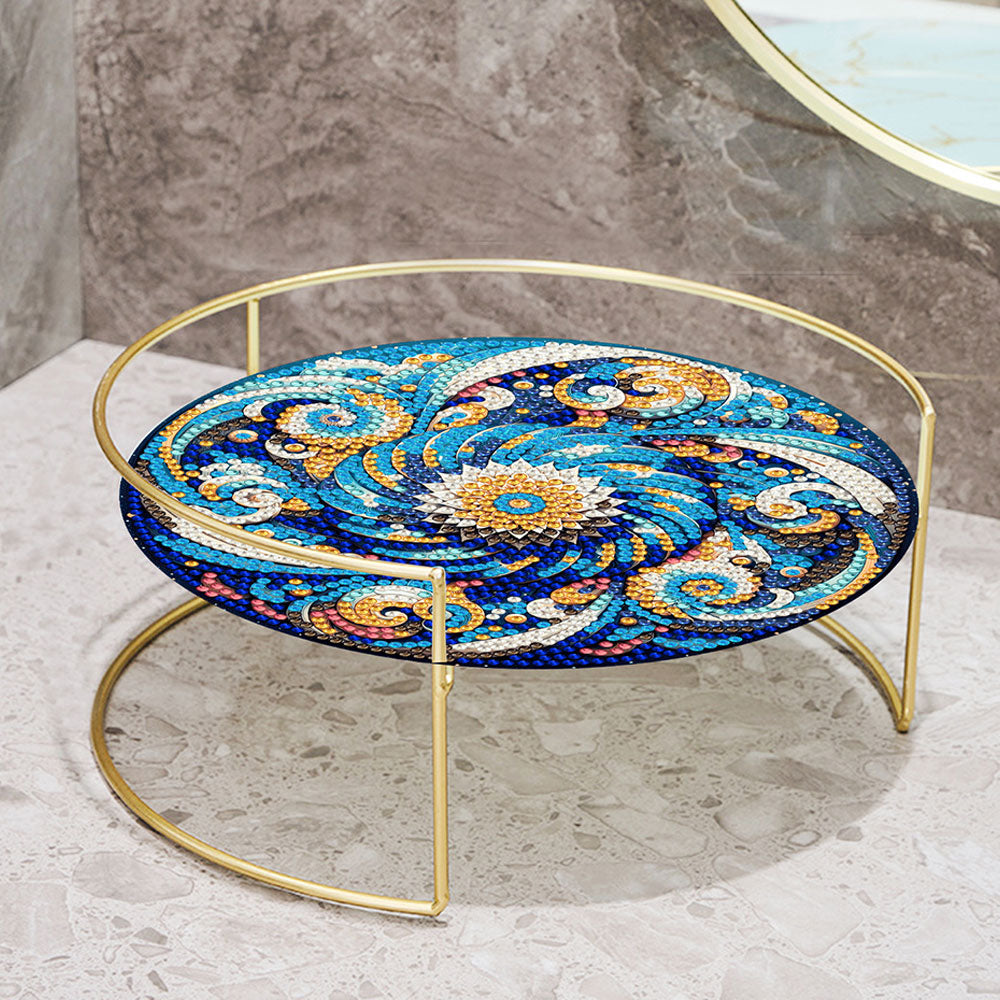 Abstract Blue Mandala Acrylic + Alloy Bathroom Tray Diamond Painting