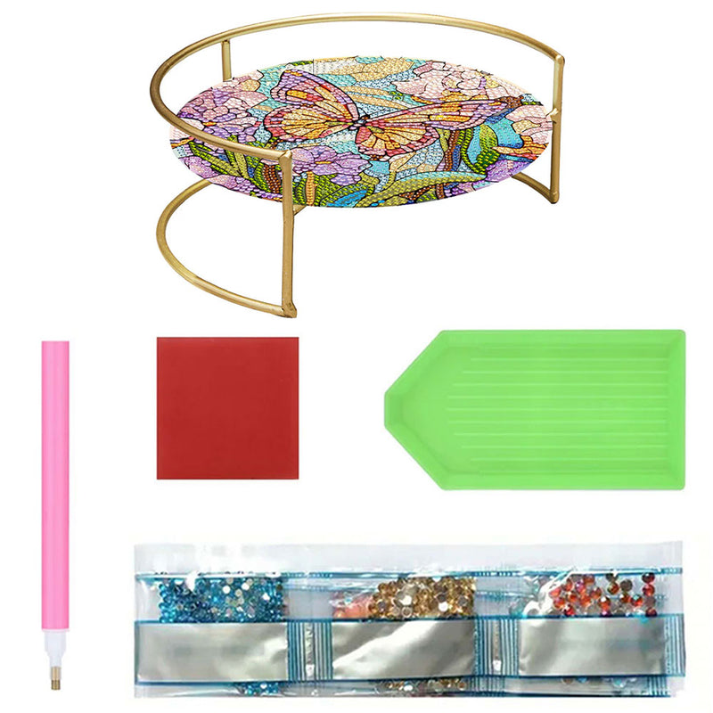 Colorful Butterfly and Flower Acrylic + Alloy Bathroom Tray Diamond Painting