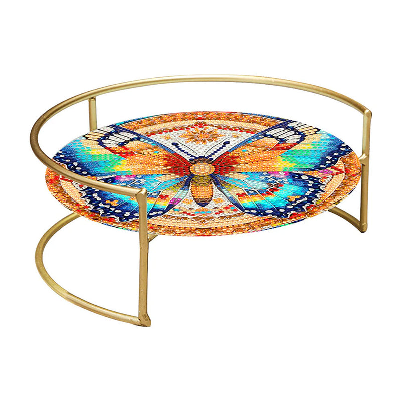 Colorful and Vigorous Butterfly Acrylic + Alloy Bathroom Tray Diamond Painting