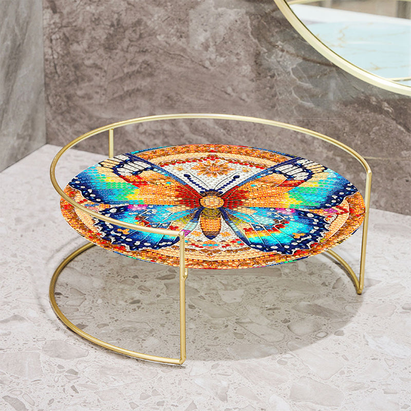 Colorful and Vigorous Butterfly Acrylic + Alloy Bathroom Tray Diamond Painting