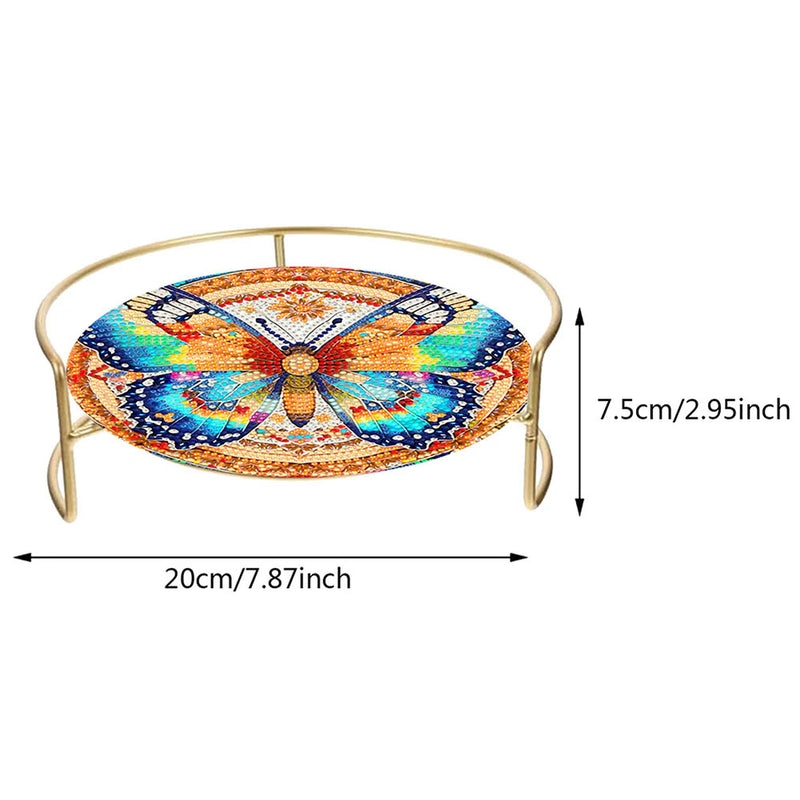 Colorful and Vigorous Butterfly Acrylic + Alloy Bathroom Tray Diamond Painting