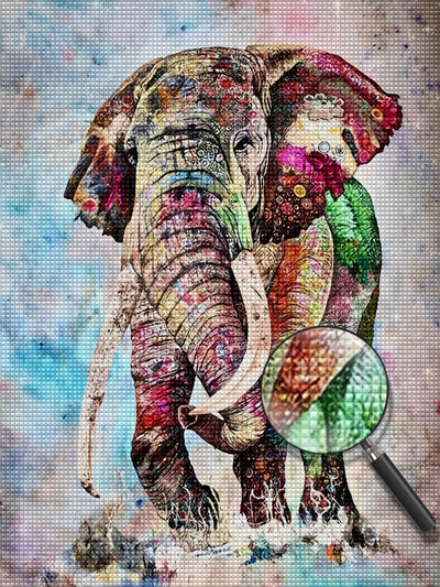 Colorful Elephant Playing in Water Diamond Painting