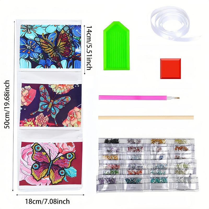 Butterfly and Flower Home Organizer Hanging Storage Bag Diamond Painting Kits