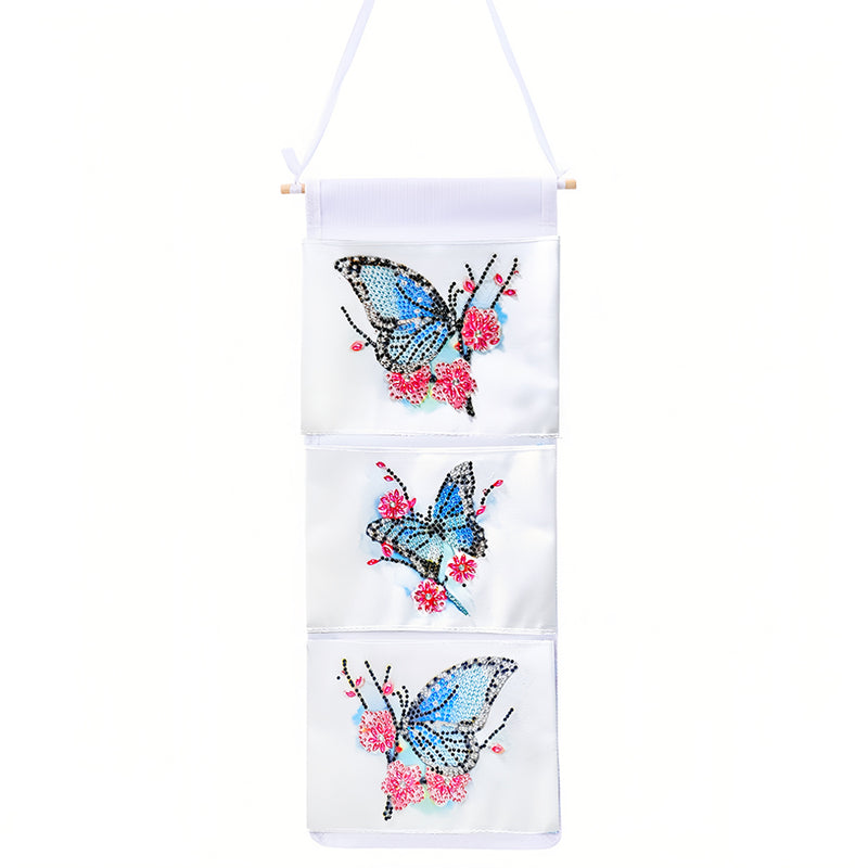 Blue Butterfly and Red Flower Home Organizer Hanging Storage Bag Diamond Painting Kits