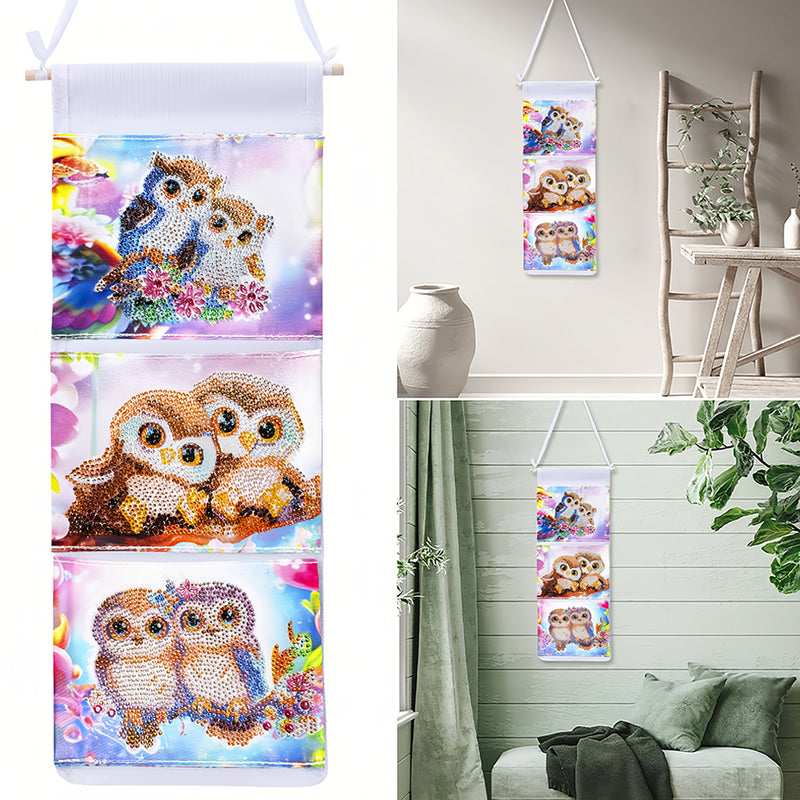 Lovely Owl Couple Home Organizer Hanging Storage Bag Diamond Painting Kits