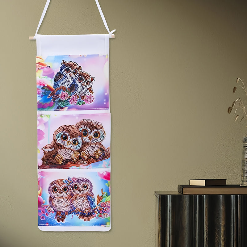 Lovely Owl Couple Home Organizer Hanging Storage Bag Diamond Painting Kits