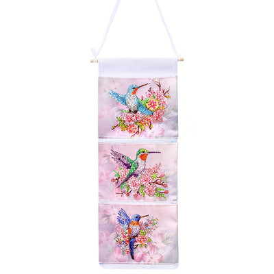 Hummingbird and Pink Flower Home Organizer Hanging Storage Bag Diamond Painting Kits