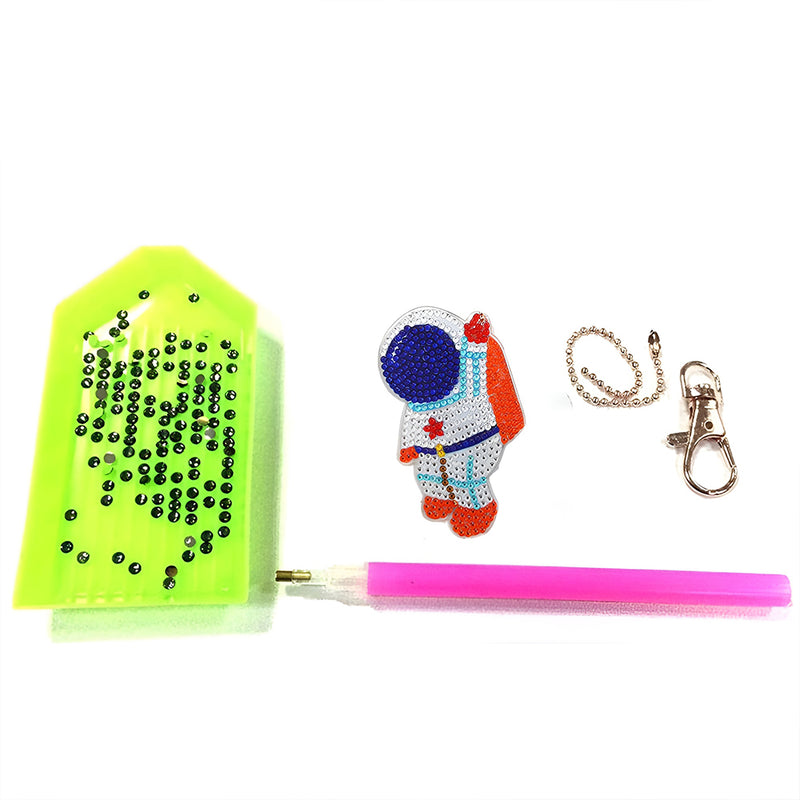 4Pcs Astronaut and Planet Acrylic Double Side Keychain Diamond Painting