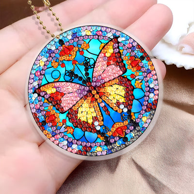 6Pcs Retro Gorgeous Butterfly Acrylic Double Side Keychain Diamond Painting