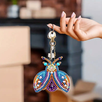 5Pcs Colorful Flying Insects Acrylic Double Side Keychain Diamond Painting