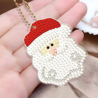 6Pcs Christmas Pendant Acrylic Double Side Keychain Diamond Painting