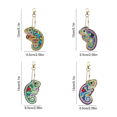 4Pcs Color Chameleon Acrylic Double Side Keychain Diamond Painting