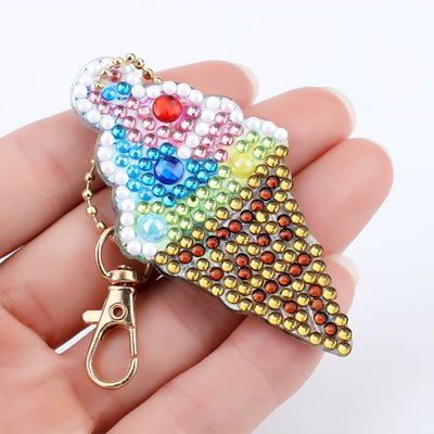 5Pcs Delicious Cones Acrylic Double Side Keychain Diamond Painting