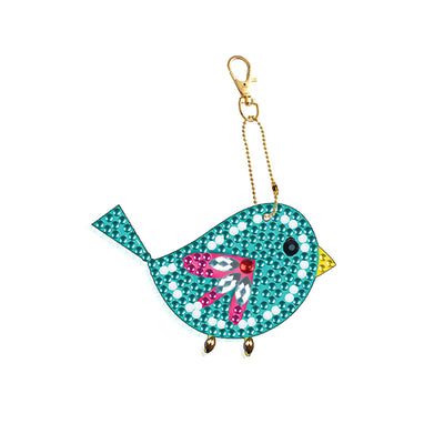 5Pcs Cute Colorful Birds Acrylic Double Side Keychain Diamond Painting