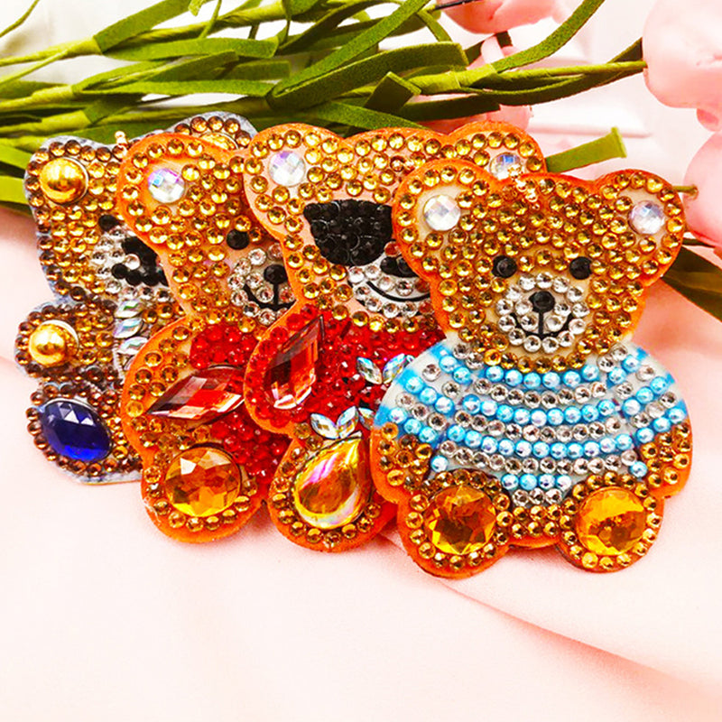 4Pcs Cool Bears Acrylic Double Side Keychain Diamond Painting