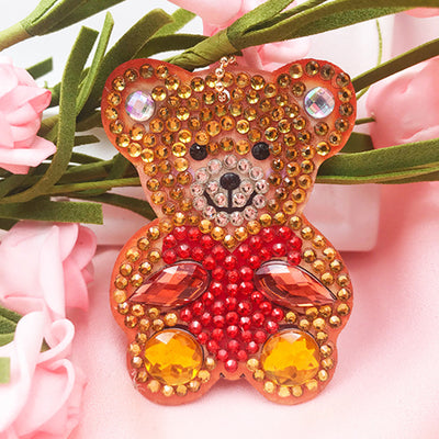 4Pcs Cool Bears Acrylic Double Side Keychain Diamond Painting