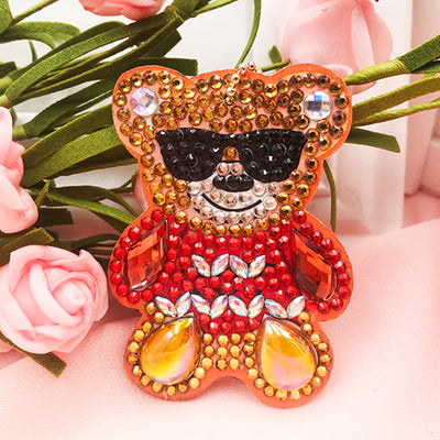 4Pcs Cool Bears Acrylic Double Side Keychain Diamond Painting