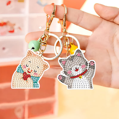 5Pcs Funny Baby Animals Acrylic Double Side Keychain Diamond Painting