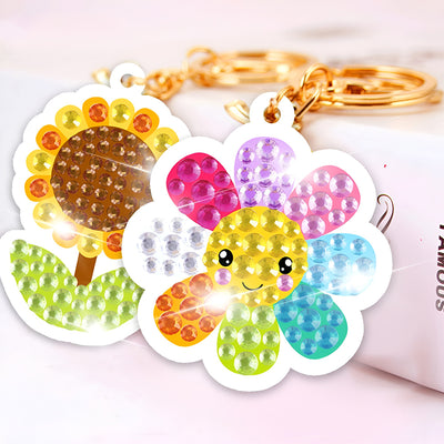 15Pcs The World of Insects and Flowers Acrylic Double Side Keychain Diamond Painting