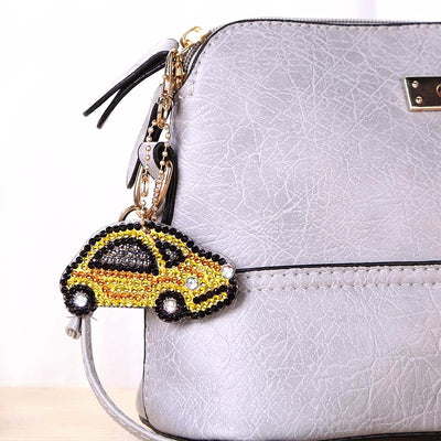 5Pcs Colorful Cars Acrylic Double Side Keychain Diamond Painting