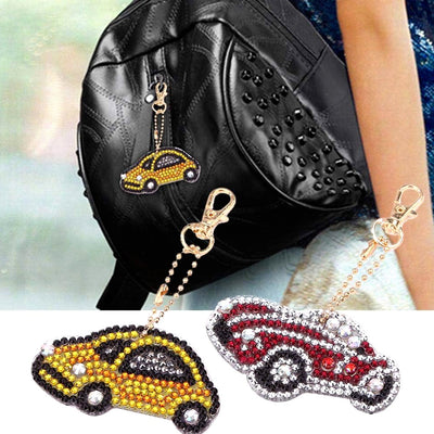 5Pcs Colorful Cars Acrylic Double Side Keychain Diamond Painting