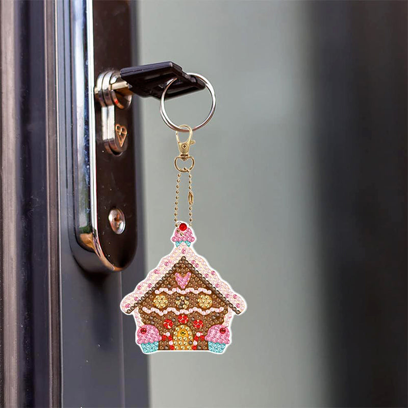 5Pcs Ice Cream and Castle Acrylic Double Side Keychain Diamond Painting