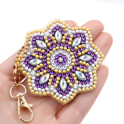 5Pcs Colorful Mandala Acrylic Double Side Keychain Diamond Painting