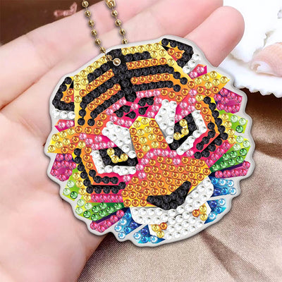 5Pcs Brilliant Animals Acrylic Double Side Keychain Diamond Painting