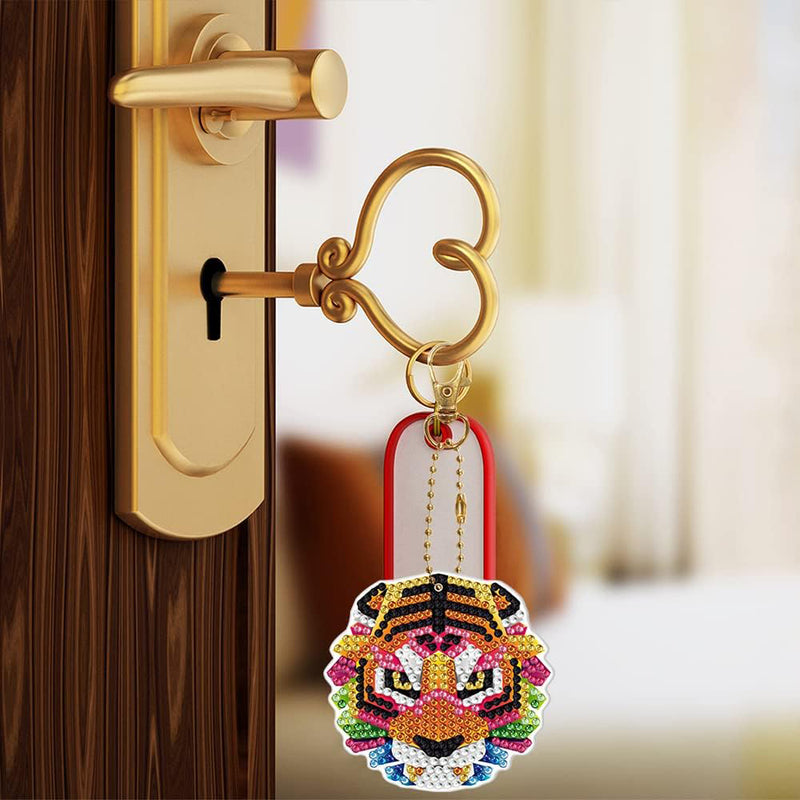 5Pcs Brilliant Animals Acrylic Double Side Keychain Diamond Painting