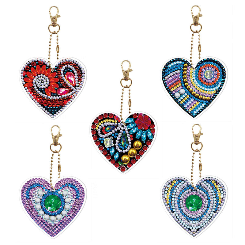 5Pcs Eternal Heart Acrylic Double Side Keychain Diamond Painting