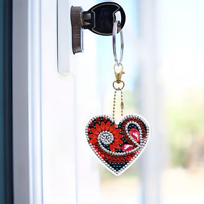 5Pcs Eternal Heart Acrylic Double Side Keychain Diamond Painting