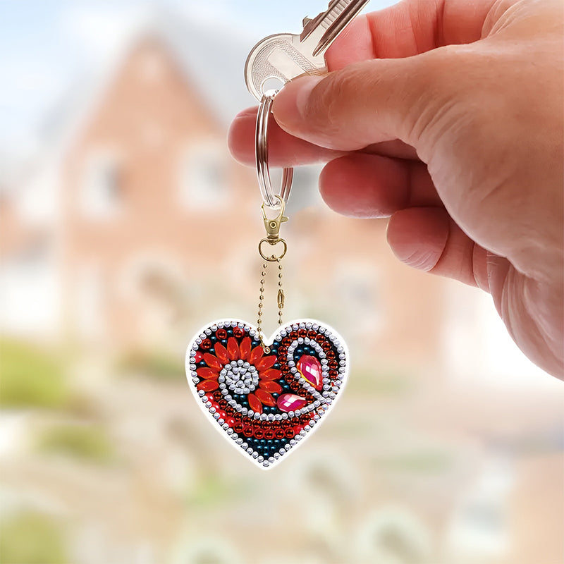 5Pcs Eternal Heart Acrylic Double Side Keychain Diamond Painting