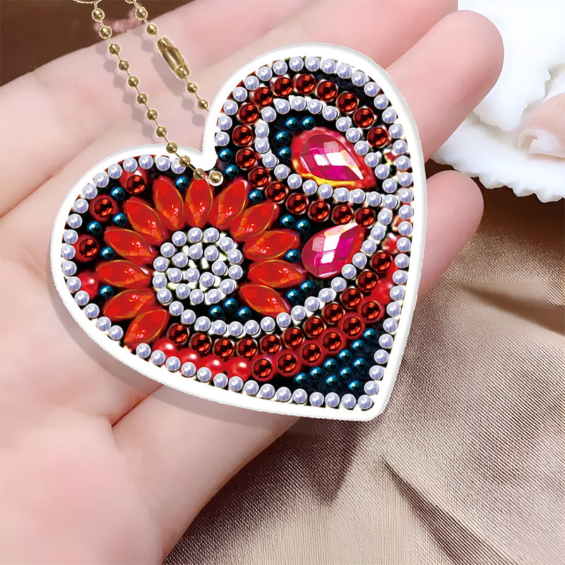 5Pcs Eternal Heart Acrylic Double Side Keychain Diamond Painting