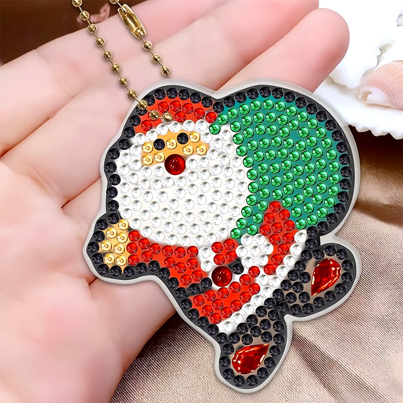 5Pcs Christmas Santa Acrylic Double Side Keychain Diamond Painting