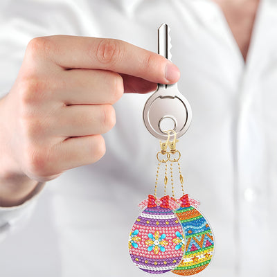 5Pcs Easter Eggs Acrylic Double Side Keychain Diamond Painting