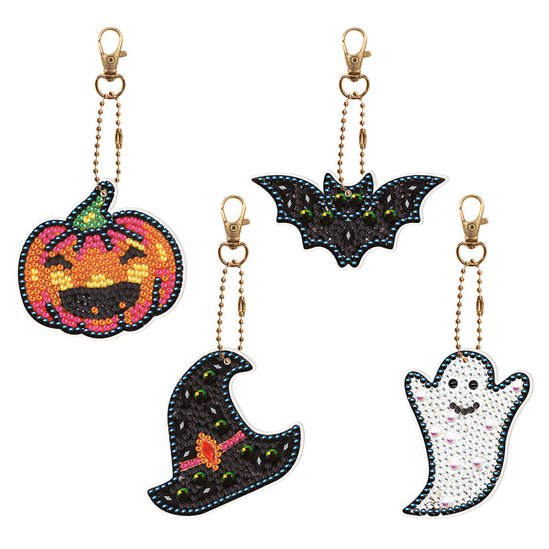 5Pcs Halloween Decorations Acrylic Double Side Keychain Diamond Painting