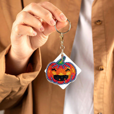 5Pcs Halloween Decorations Acrylic Double Side Keychain Diamond Painting