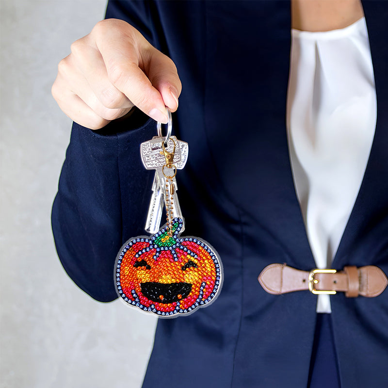 5Pcs Halloween Decorations Acrylic Double Side Keychain Diamond Painting