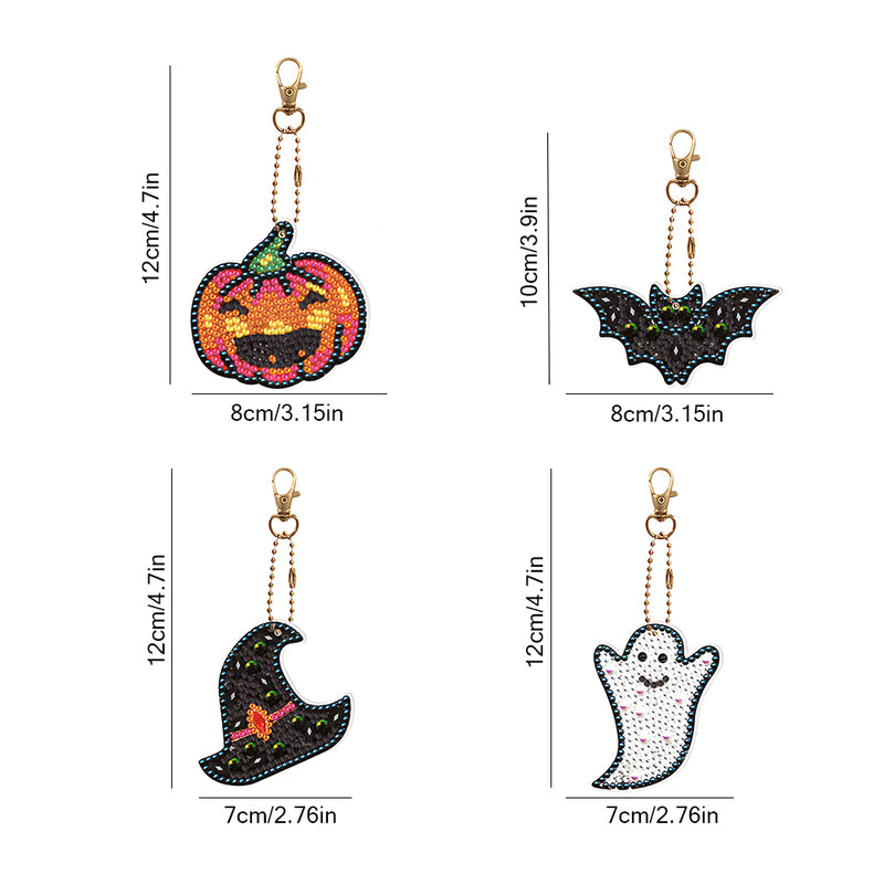 5Pcs Halloween Decorations Acrylic Double Side Keychain Diamond Painting