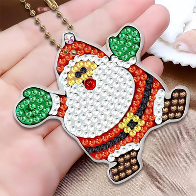 5Pcs Merry Christmas Acrylic Double Side Keychain Diamond Painting